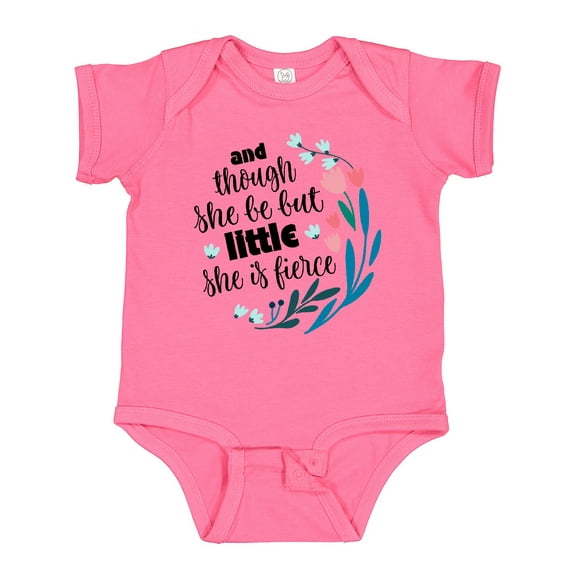 Inktastic Though She Be but Little Fierce Quote Girls Baby Bodysuit