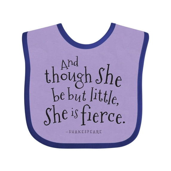 Inktastic Though She Be but Little Shakespeare Quote Boys or Girls Baby Bib