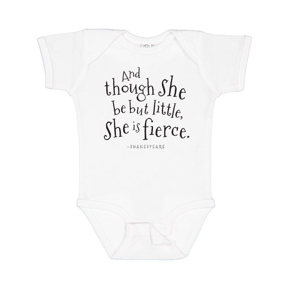 Inktastic Though She Be but Little Shakespeare Quote Boys or Girls Baby Bodysuit