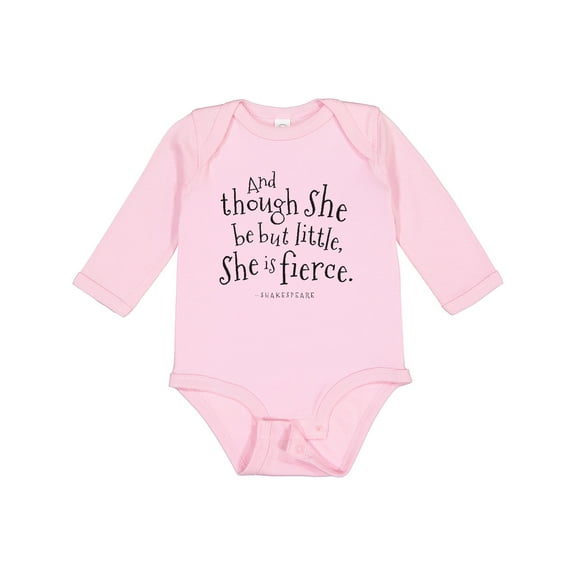 Inktastic Though She Be but Little Shakespeare Quote Boys or Girls Long Sleeve Baby Bodysuit