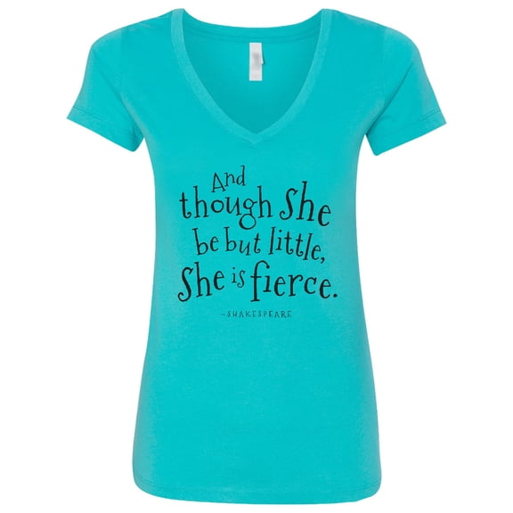 Inktastic Though She Be but Little Shakespeare Quote Women's V-Neck T-Shirt