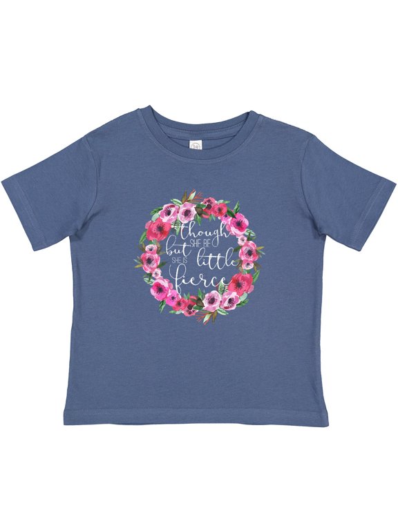 Though She Be but Little She is Fierce -- Floral Wreath Boys or Girls Baby T-Shirt