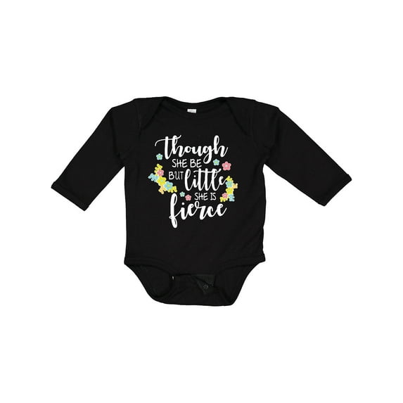 Inktastic Though She Be but Little She is Fierce Shakespeare Girls Long Sleeve Baby Bodysuit