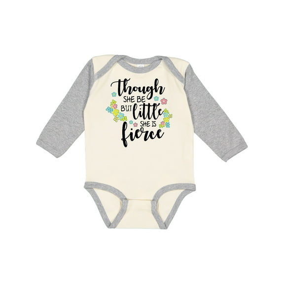 Inktastic Though She Be but Little She is Fierce Shakespeare Girls Long Sleeve Baby Bodysuit