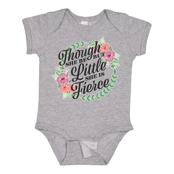 Inktastic Though She Be but Little She is Fierce with Flower Circle Illustration Girls Baby Bodysuit