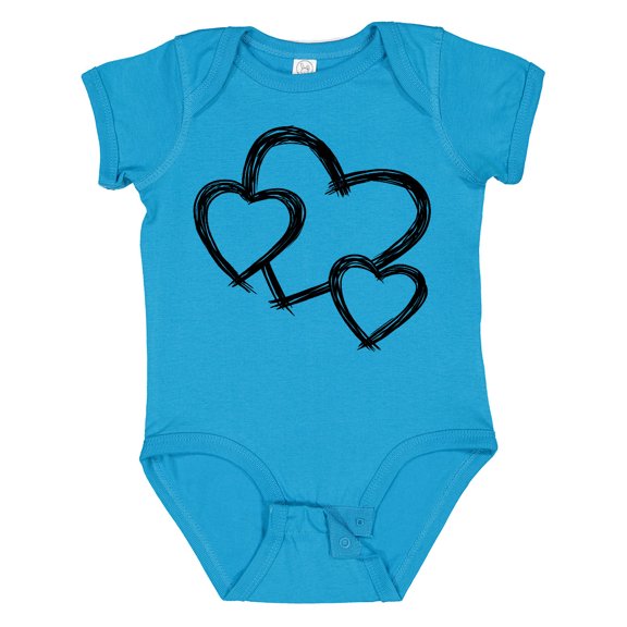 Inktastic Three Black Hearts Boys or Girls Baby Bodysuit