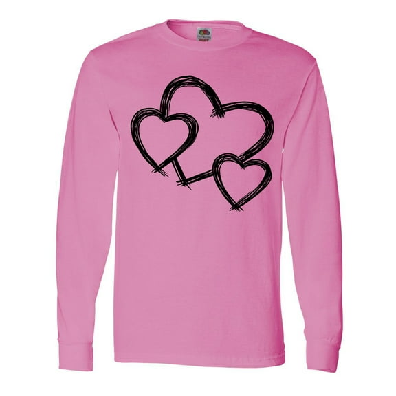 Inktastic Three Black Hearts Long Sleeve T-Shirt