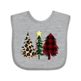 thumbnail image 1 of Inktastic Three Christmas Trees in Plaid and Leopard Print Boys or Girls Baby Bib, 1 of 4