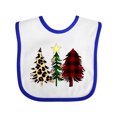 thumbnail image 1 of Inktastic Three Christmas Trees in Plaid and Leopard Print Boys or Girls Baby Bib, 1 of 4