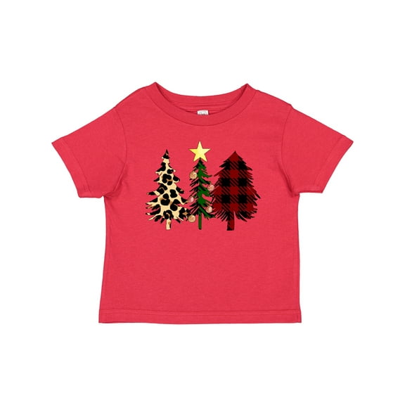 Inktastic Three Christmas Trees in Plaid and Leopard Print Boys or Girls Baby T-Shirt