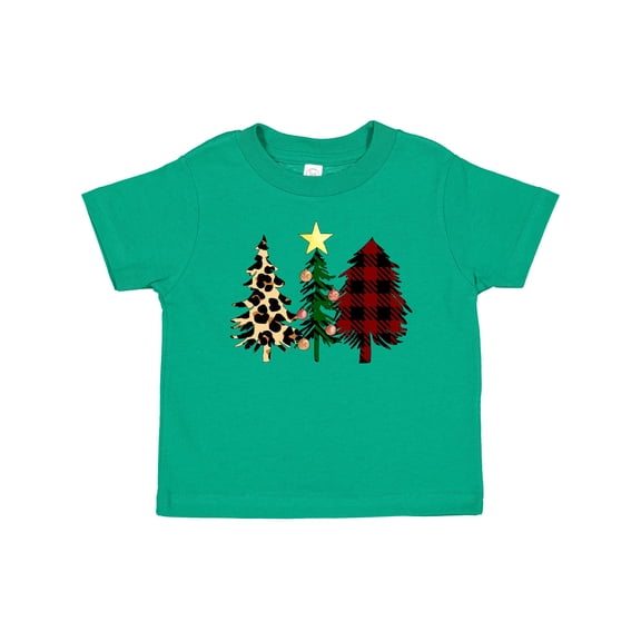 Inktastic Three Christmas Trees in Plaid and Leopard Print Boys or Girls Baby T-Shirt
