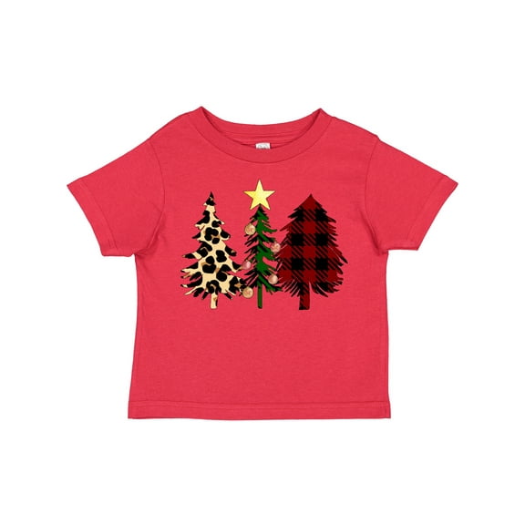 Inktastic Three Christmas Trees in Plaid and Leopard Print Boys or Girls Toddler T-Shirt
