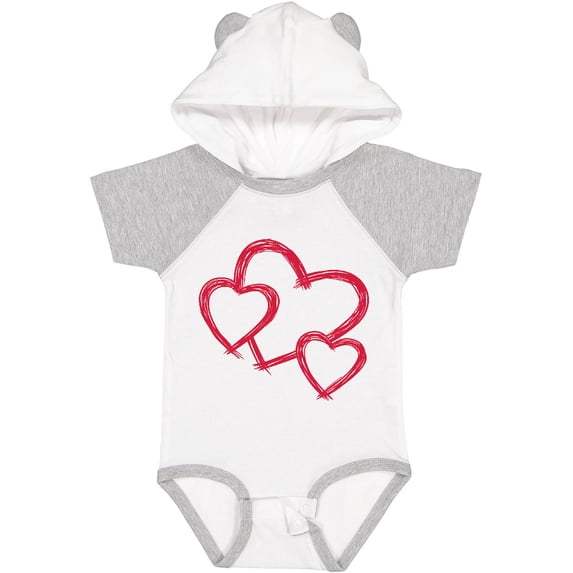Inktastic Three Red Hearts Boys or Girls Baby Bodysuit