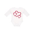 thumbnail image 1 of Inktastic Three Red Hearts Boys or Girls Long Sleeve Baby Bodysuit, 1 of 5