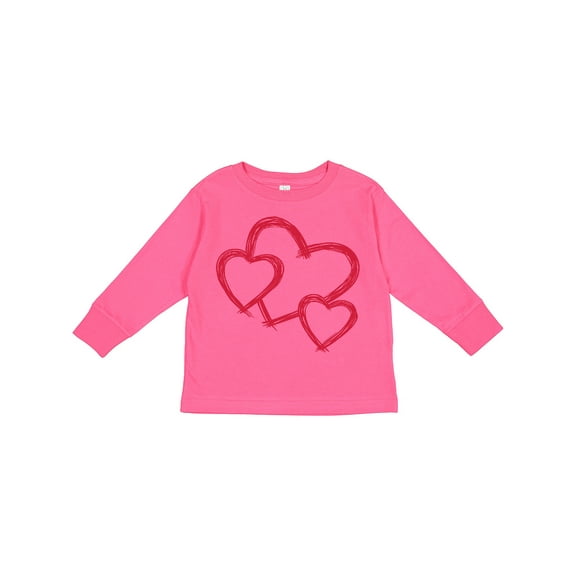 Inktastic Three Red Hearts Boys or Girls Long Sleeve Toddler T-Shirt