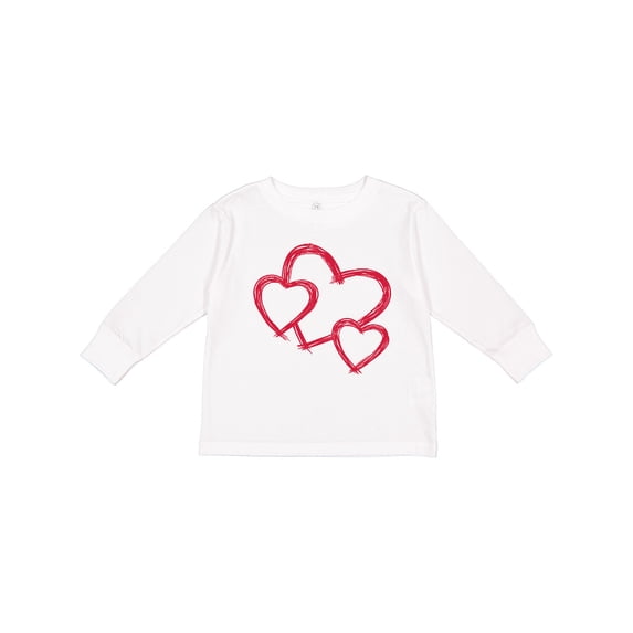 Inktastic Three Red Hearts Boys or Girls Long Sleeve Toddler T-Shirt