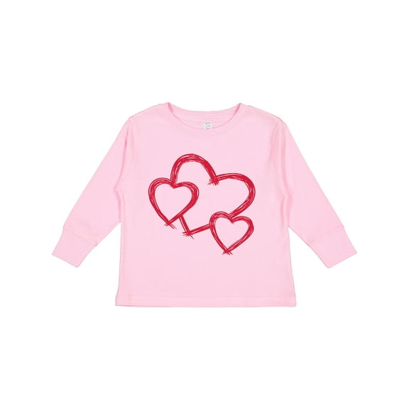 Inktastic Three Red Hearts Boys or Girls Long Sleeve Toddler T-Shirt