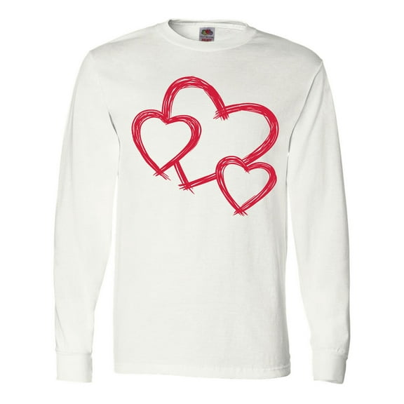 Inktastic Three Red Hearts Long Sleeve T-Shirt