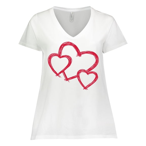 Inktastic Three Red Hearts Women's Plus Size V-Neck T-Shirt