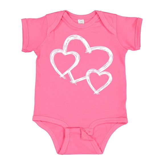 Inktastic Three White Hearts Boys or Girls Baby Bodysuit