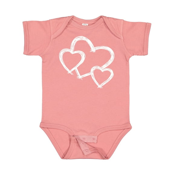 Inktastic Three White Hearts Boys or Girls Baby Bodysuit