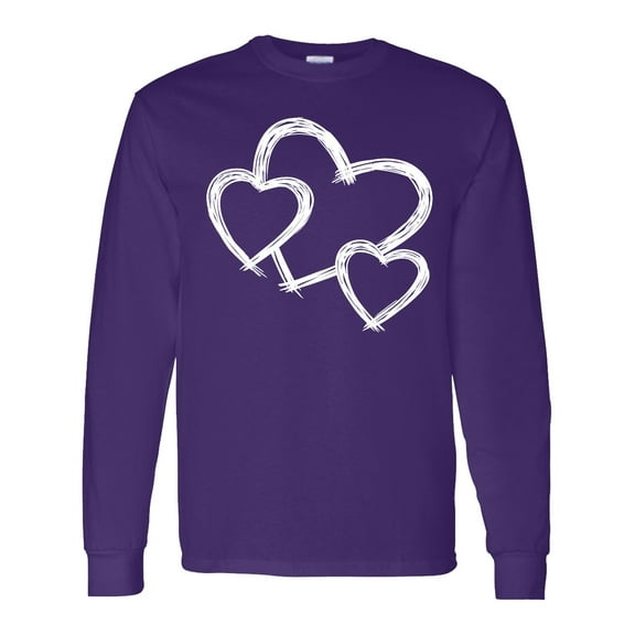 Inktastic Three White Hearts Long Sleeve T-Shirt