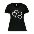 thumbnail image 1 of Inktastic Three White Hearts Women's Plus Size T-Shirt, 1 of 5