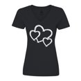 thumbnail image 1 of Inktastic Three White Hearts Women's V-Neck T-Shirt, 1 of 5