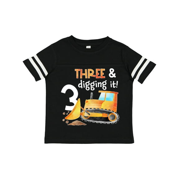 Inktastic Three and Digging It Bulldozer 3rd Birthday Boys or Girls Toddler T-Shirt