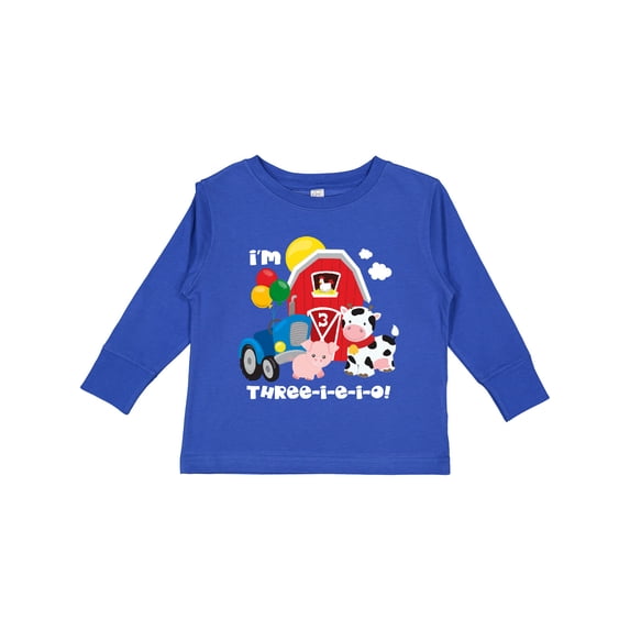 Inktastic Three-i-e-i-o 3rd Birthday Boys or Girls Long Sleeve Toddler T-Shirt