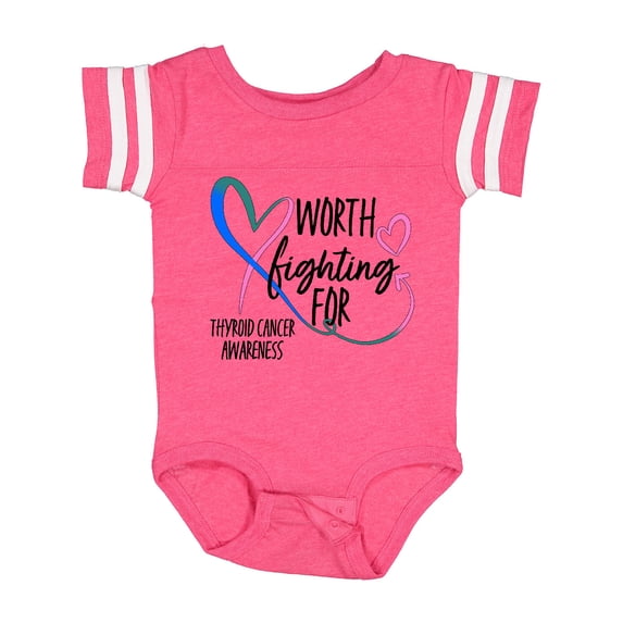 Inktastic Thyroid Cancer Awareness Pink, Blue, Teal Heart Ribbon Boys or Girls Baby Bodysuit
