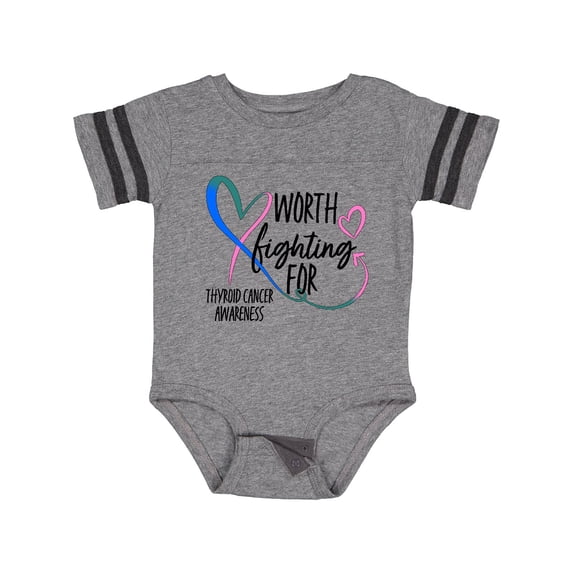 Inktastic Thyroid Cancer Awareness Pink, Blue, Teal Heart Ribbon Boys or Girls Baby Bodysuit