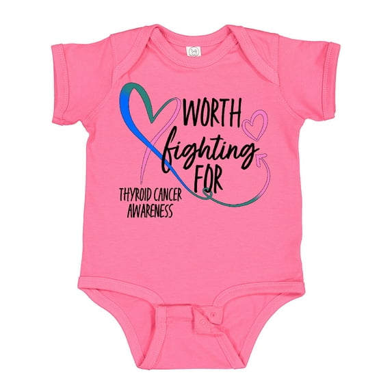 Inktastic Thyroid Cancer Awareness Pink, Blue, Teal Heart Ribbon Boys or Girls Baby Bodysuit