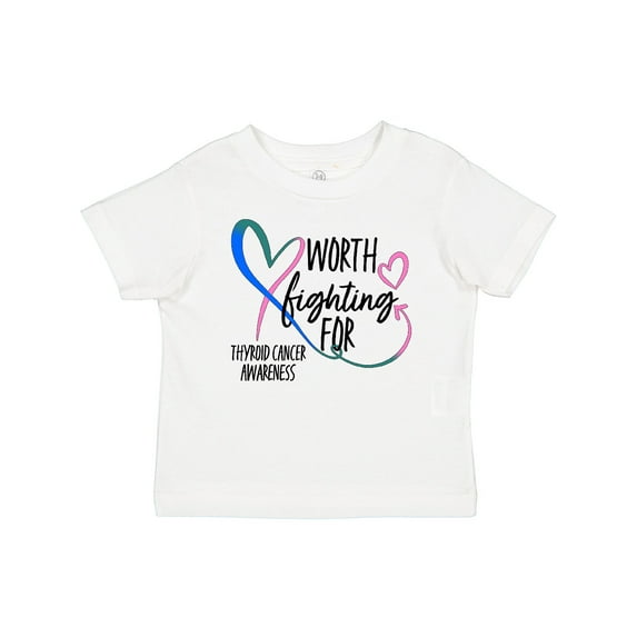 Inktastic Thyroid Cancer Awareness Pink, Blue, Teal Heart Ribbon Boys or Girls Baby T-Shirt