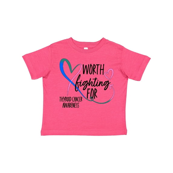 Inktastic Thyroid Cancer Awareness Pink, Blue, Teal Heart Ribbon Boys or Girls Toddler T-Shirt