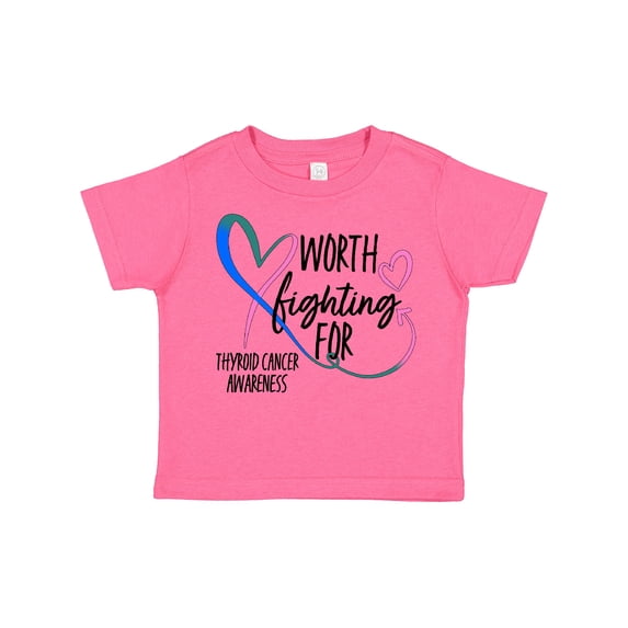 Inktastic Thyroid Cancer Awareness Pink, Blue, Teal Heart Ribbon Boys or Girls Toddler T-Shirt