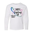 thumbnail image 1 of Inktastic Thyroid Cancer Awareness Pink, Blue, Teal Heart Ribbon Long Sleeve Youth T-Shirt, 1 of 5