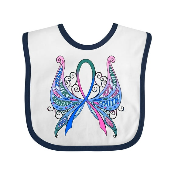 Inktastic Thyroid Cancer Awareness with Butterfly Ribbon Words Boys or Girls Baby Bib