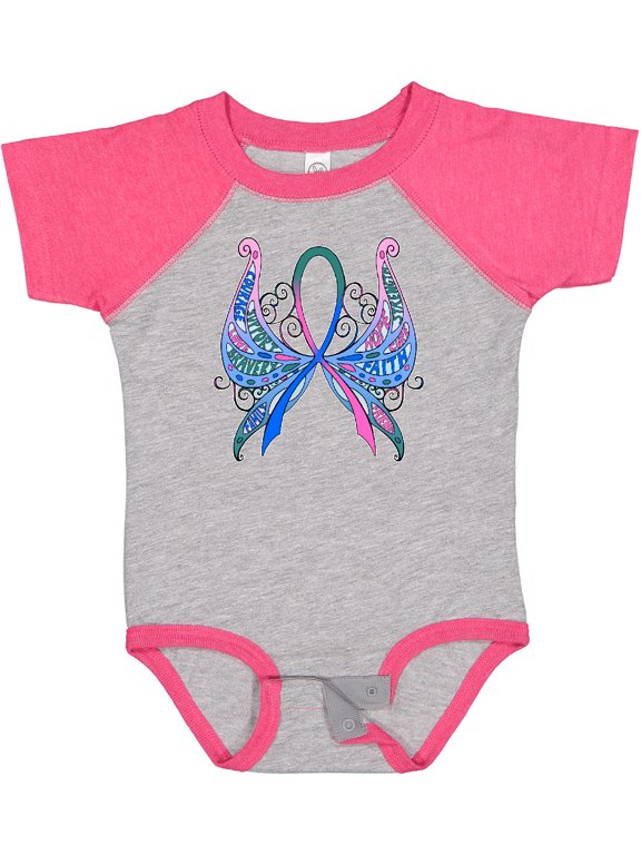 Inktastic Thyroid Cancer Awareness with Butterfly Ribbon Words Boys or Girls Baby Bodysuit