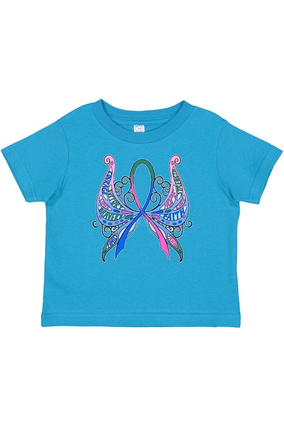 Thyroid Cancer Awareness with Butterfly Ribbon Words Boys or Girls Baby T-Shirt