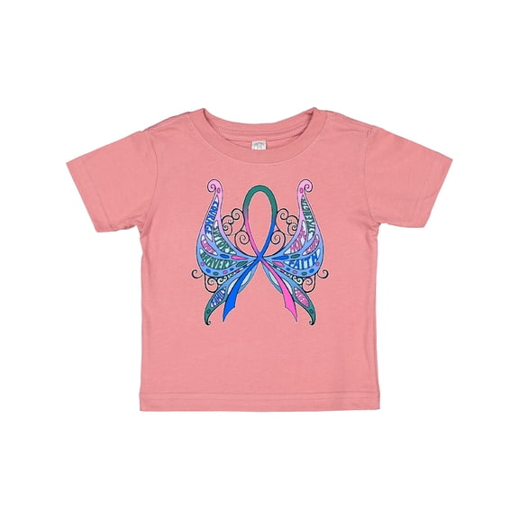 Inktastic Thyroid Cancer Awareness with Butterfly Ribbon Words Boys or Girls Baby T-Shirt