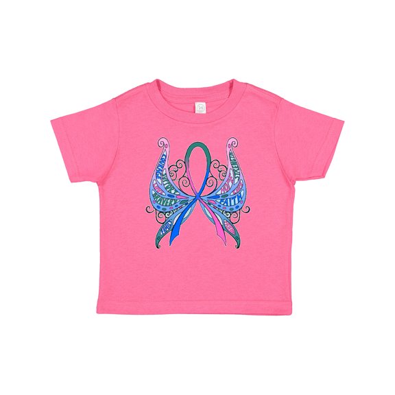 Inktastic Thyroid Cancer Awareness with Butterfly Ribbon Words Boys or Girls Baby T-Shirt
