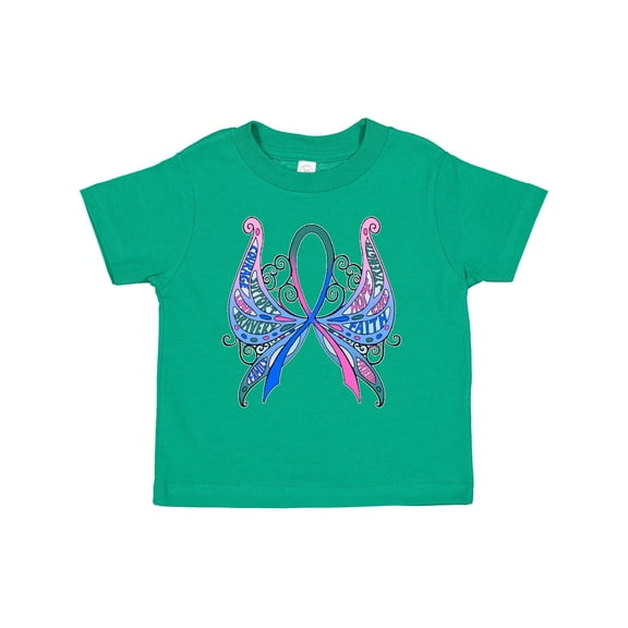 Inktastic Thyroid Cancer Awareness with Butterfly Ribbon Words Boys or Girls Toddler T-Shirt