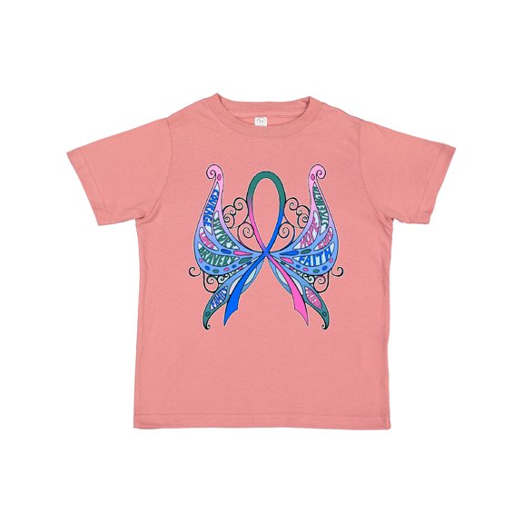 Inktastic Thyroid Cancer Awareness with Butterfly Ribbon Words Boys or Girls Toddler T-Shirt