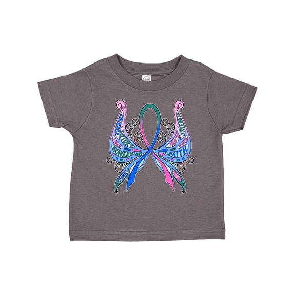 Inktastic Thyroid Cancer Awareness with Butterfly Ribbon Words Boys or Girls Toddler T-Shirt