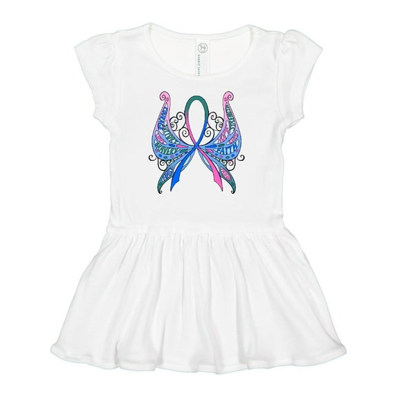 Inktastic Thyroid Cancer Awareness with Butterfly Ribbon Words Girls Baby Dress