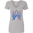 thumbnail image 1 of Inktastic Thyroid Cancer Awareness with Butterfly Ribbon Words Women's V-Neck T-Shirt, 1 of 5