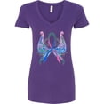 thumbnail image 1 of Inktastic Thyroid Cancer Awareness with Butterfly Ribbon Words Women's V-Neck T-Shirt, 1 of 5