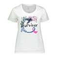 thumbnail image 1 of Inktastic Thyroid Cancer Survivor Butterfly Ribbon Women's Plus Size T-Shirt, 1 of 5