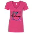 thumbnail image 1 of Inktastic Thyroid Cancer Survivor Butterfly Ribbon Women's V-Neck T-Shirt, 1 of 5